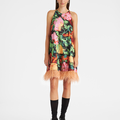 La Doublej La Fenice Floral-print Minidress In Wonderland Black