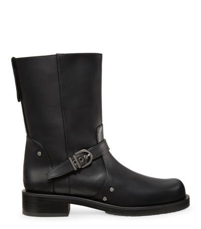 Stuart Weitzman Maverick Buckled Leather Ankle Boots In Black