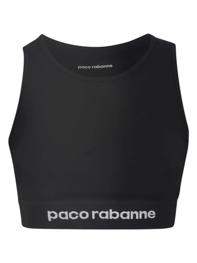 Paco Rabanne Logo Waistband Sport Bra In Nero