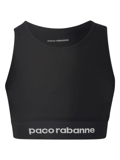 Rabanne Paco  Logo Waistband Sport Bra In Nero