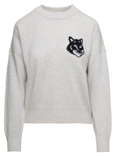 Maison Kitsuné Logo-intarisa Wool Jumper In Grey