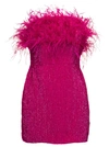 RETROFÉTE PINK SEQUIN EMEBLLISHED MINI-DRESS WITH FEATHERS IN VISCOSE