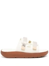 SUICOKE URICH' WHITE SANDALS WITH VELCRO FASTENING AND EMBOSSED LOGO IN RUBBER MAN