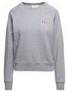 MAISON KITSUNÉ CREWNECK SWEATSHIRT WITH EMBROIDERED LOGO PATCH IN GREY COTTON