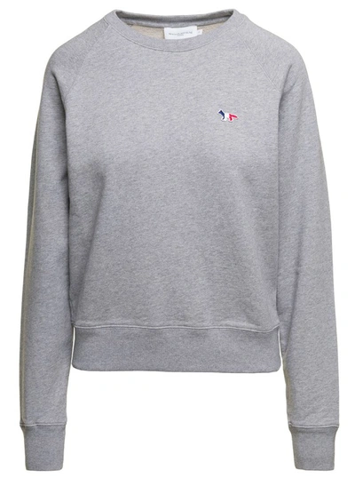 Maison Kitsuné Tricolor Fox Patch Adjusted Sweatshirt In Grey