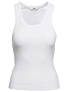 AGOLDE WHITE RIBBED TANK TOP WITH U NECKLINE IN COTTON BLEND