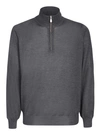 Brunello Cucinelli Half-zip High Collar Ribbed Sweater In Grey