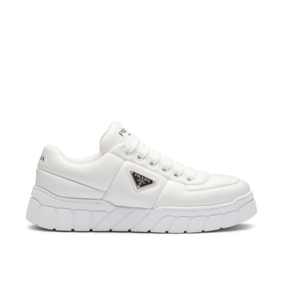Prada Padded Nappa Leather Trainers In White