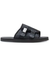 SUICOKE KAW-CAB' BLACK SANDALS WITH VELCRO FASTENING IN NYLON