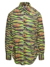 ERL GREEN LONG SLEEVE SHIRT WITH GRAPHIC PRINT IN COTTON