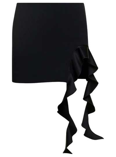 David Koma Arch Cutout Ruffle Detail Mini Skirt In Black