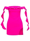 David Koma Ruffle-trimmed Wool-blend Minidress In Pink