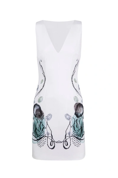 Saiid Kobeisy Printed Crepe Dress In White