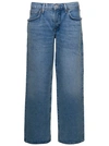 AGOLDE FUSION' LIGHT BLUE 5-POCKET STYLE WIDE JEANS IN COTTON DENIM