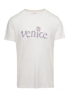 ERL WHITE CREWNECK T-SHIRT WITH VENICE PRINT IN COTTON
