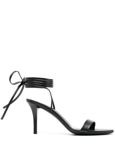 The Row 90mm Tied-ankle Leather Sandals In Black