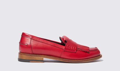Scarosso Bridget Leather Loafers In Red - Calf