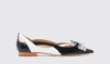 Scarosso Classic Leather Ballerina Shoes In Black And White - Calf