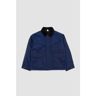 Sunflower Corduroy-collar Waxed Cotton Jacket In Blue