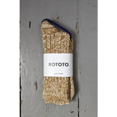 Rototo Mustard Ribbed Crew Socks