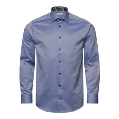 Eton - Mid Blue Slim Fit Textured Twill Shirt With Contrast Trim 10001059225