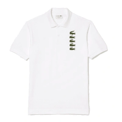 Lacoste X Netflix Polo Pique Shirt Print Crocodile Insignia White