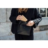 PERCY LANGLEY ROSIE ROLL TOP BAG IN BLACK LEATHER BY ROAKE STUDIO