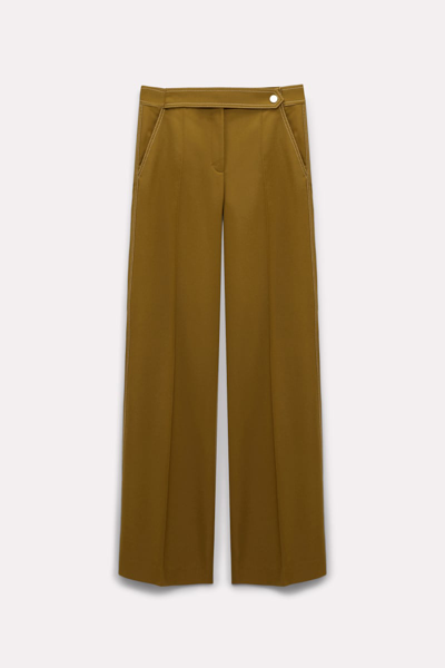 Dorothee Schumacher Straight Leg Pants With Decorative Stitching In Green