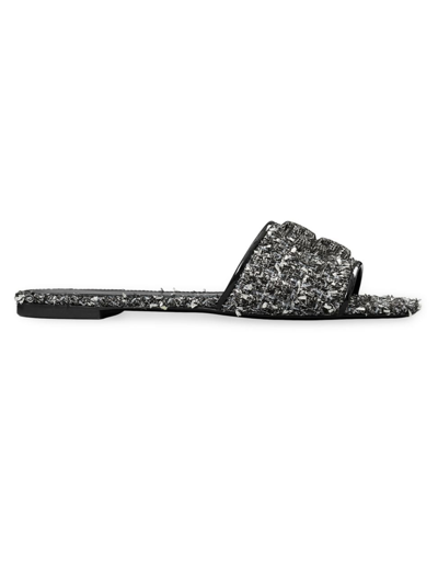 Tory Burch Eleanor Pave Slides Silver Confetti/perfect Black