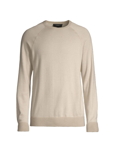 Vince Birdseye Jacquard Wool, Cotton & Cashmere Sweater In Pumice Rock Pearl