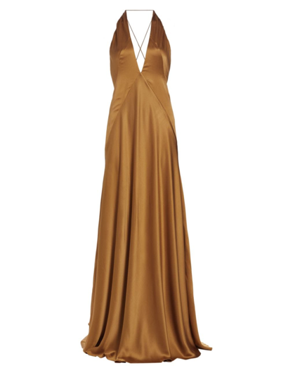 Michael Lo Sordo Women's Alexandra Silk Halter Gown In Gold