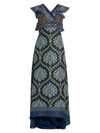 ETRO WOMEN'S GEOMETRIC LOTUS CLIP-DOT SILK-BLEND MAXI DRESS