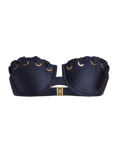 Zimmermann Alight Eyelet Balconette Bikini Top In Navy