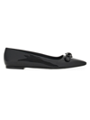 Ferragamo Annie Patent Knot Ballerina Flats In Nero