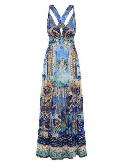 Camilla Women's Abstract-print Silk Sleeveless Maxi Dress In Views Of Vesuvius