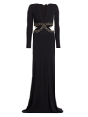 RAMY BROOK WOMEN'S PAULINE CRYSTAL-ACCENTED CUT-OUT LONG-SLEEVE GOWN