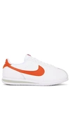 Nike Cortez Sneakers In White  Campfire Orange  & Jade Horizon