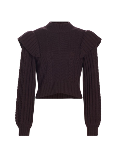 Paige Kate Cable-knit Ruffle Sweater In Black