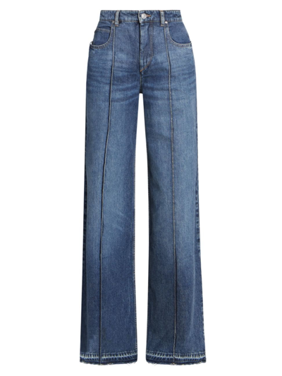 Isabel Marant Noldy Wide-leg Pintuck Jeans In Blue