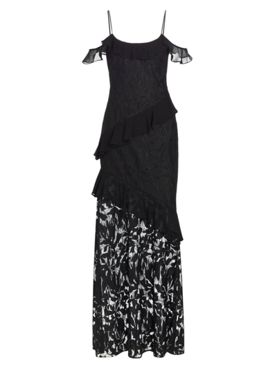 Monique Lhuillier Women's Sienna Floral Tulle Gown In Black