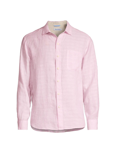 Tommy Bahama Barbados Breeze Check Linen-blend Shirt In Primrose Pink