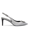 Tory Burch Women's Eleanor Pave Pointed Toe Slingback Pumps In Silver