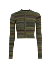 Re/done Button Front Cardigan In Green Space Dye