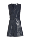 Tanya Taylor Women's Reina Belted Faux Leather Minidress In Blue Croc