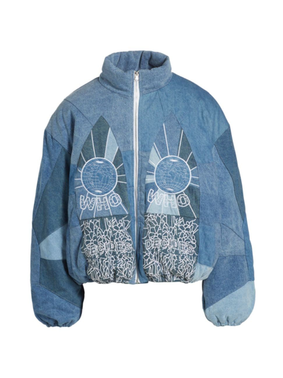 Who Decides War Panelled Design Embroidered Logo Jacket In Blue