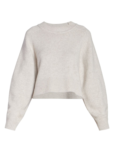 Isabel Marant Leandra Wool-cashmere Crop Crewneck Jumper In Sand