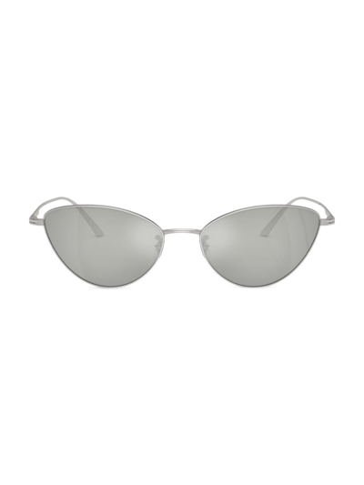 Khaite 1998c Mirrored Steel Butterfly Sunglasses In Silver