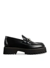 Gucci Interlocking G Chain Leather Loafers In Black
