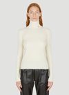 Saint Laurent Ribbed-knit Roll-neck Jumper In White