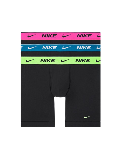Nike Dri-fit Essential 3-pack Stretch Cotton Boxer Briefs In Black Green Blue Pink